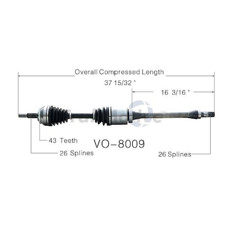 Surtrack Axle Cv Axle Shaft, Vo-8009 VO-8009